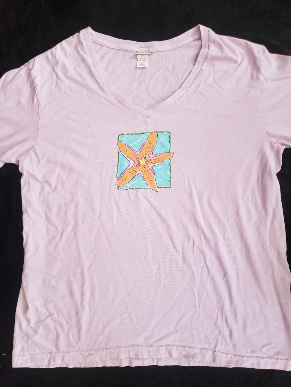 fresh produce Lavender Crewneck Multicolor Starfish Cotton Graphic Tee XL - Picture 3 of 9